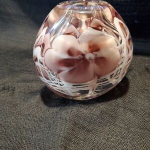 Pristine Rick Mills Signed Studio Art Glass Paperweight Vase